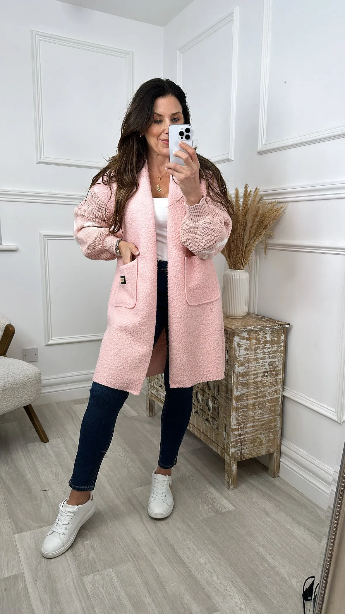 Yvonne Pink Heart Sleeve Coatigan