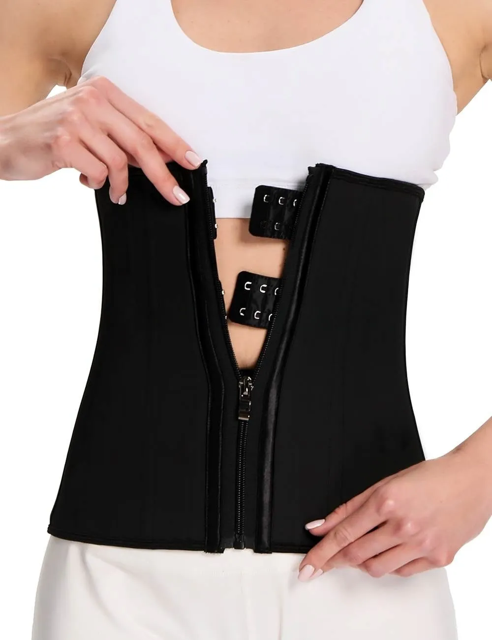 Zippered 9 Steel Bones Removable Double Belt Trainer
