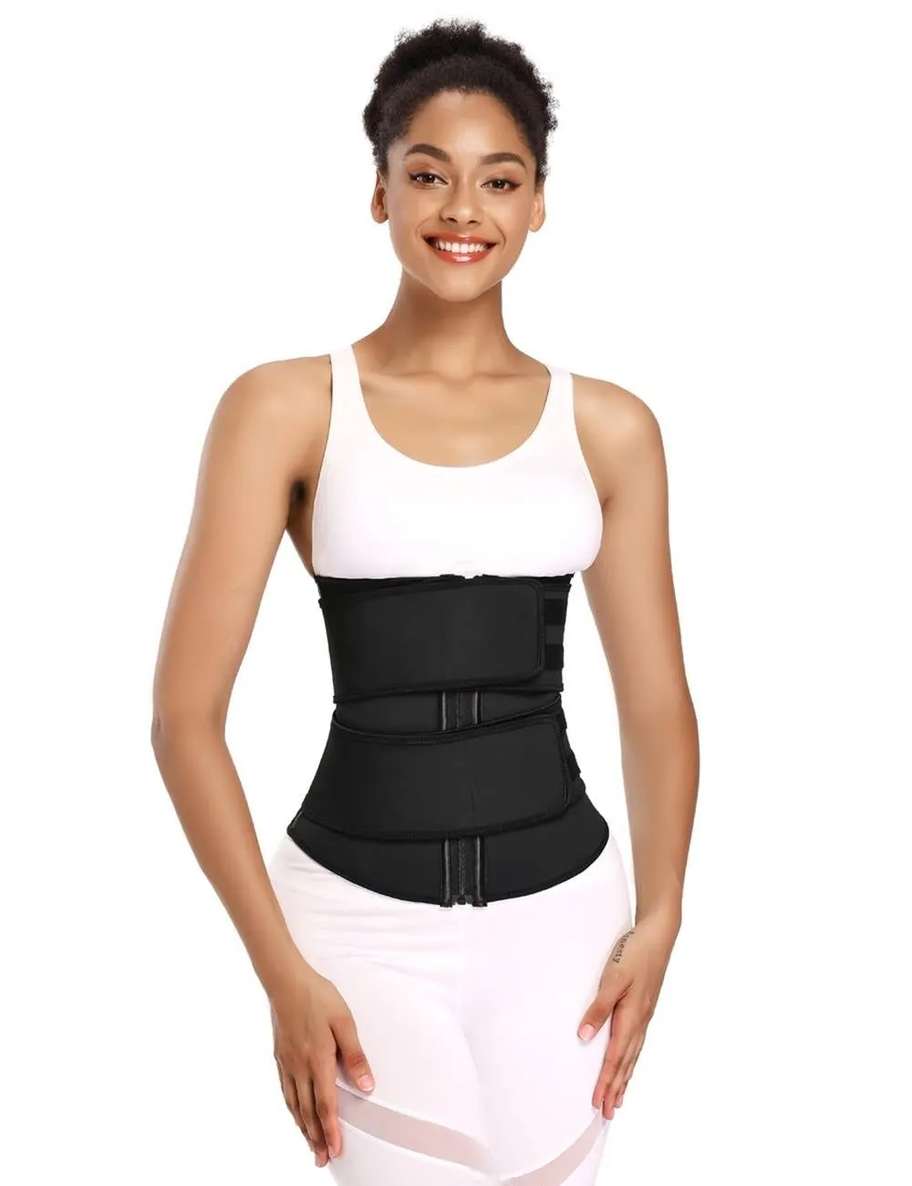 Zippered 9 Steel Bones Removable Double Belt Trainer