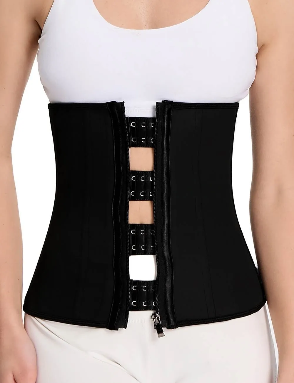 Zippered 9 Steel Bones Removable Double Belt Trainer