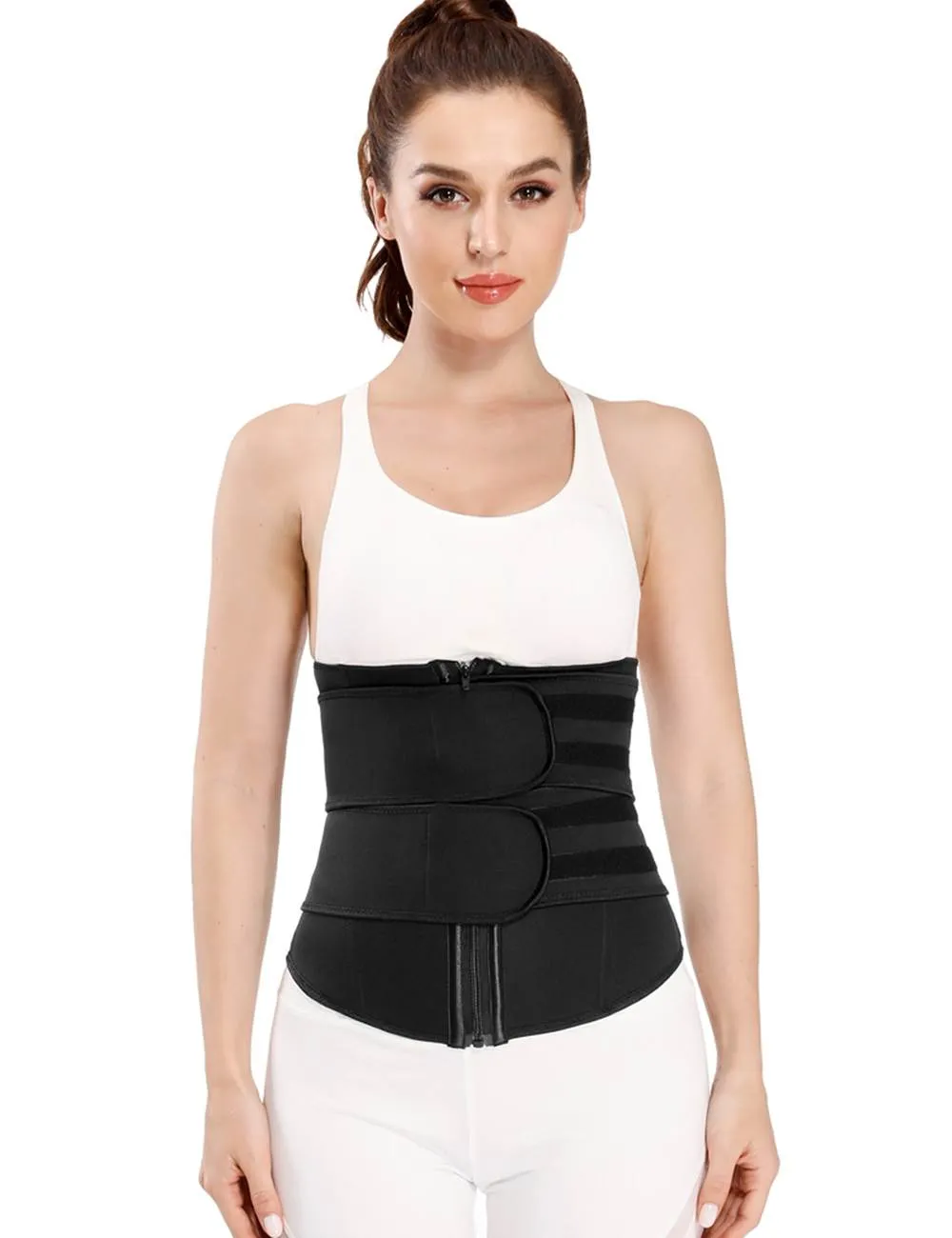 Zippered Double Belt 9 Steel Bones Neoprene Fitness Waist Trainer