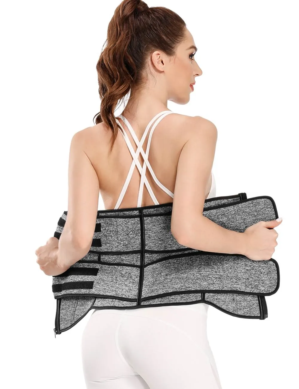 Zippered Double Belt 9 Steel Bones Neoprene Fitness Waist Trainer