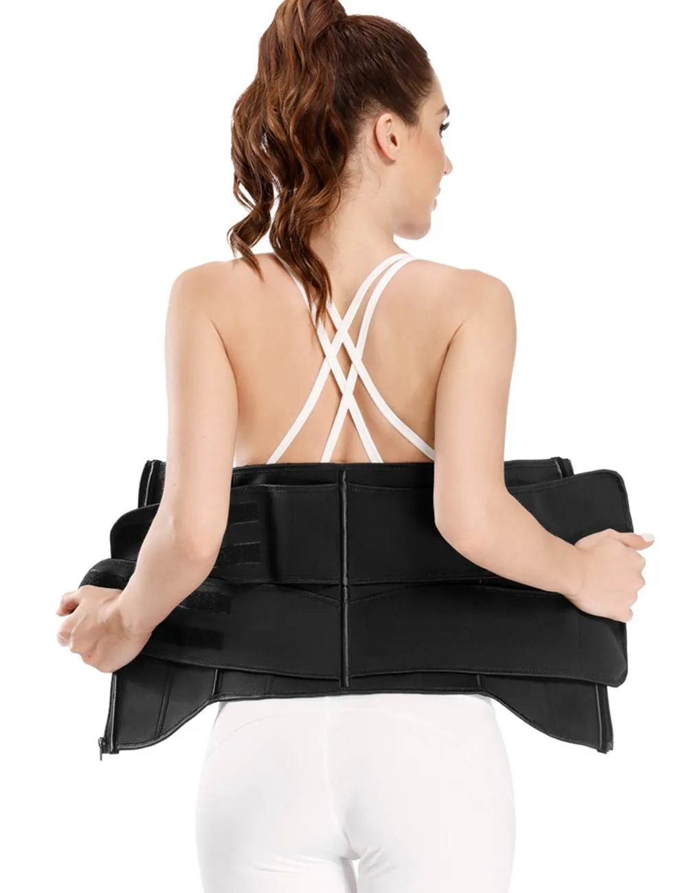 Zippered Double Belt 9 Steel Bones Neoprene Fitness Waist Trainer