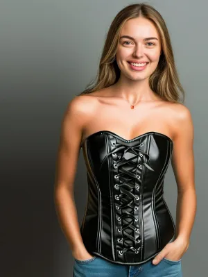 Zippered Glam Leather Corset for Women